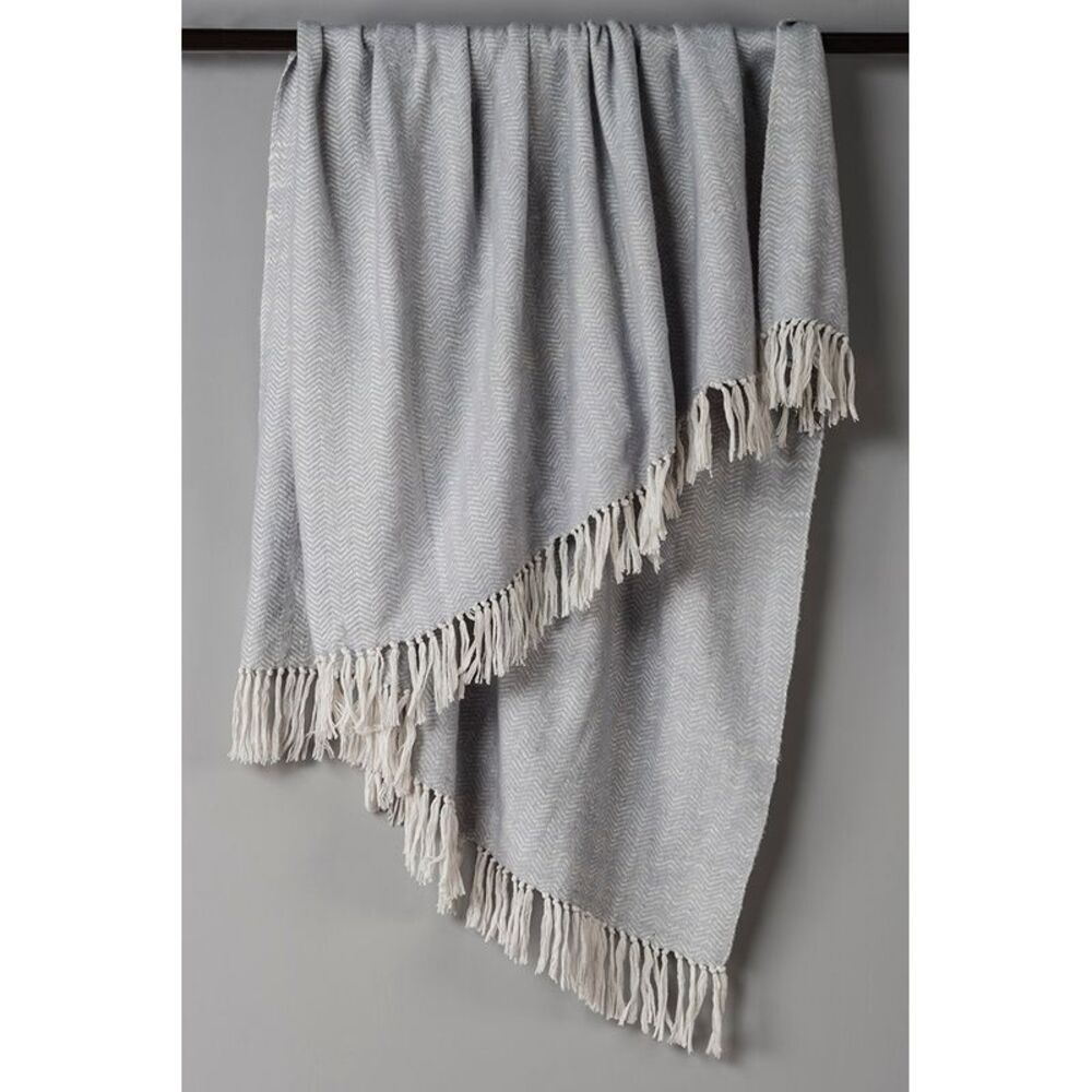 Rizzy Home 50 In. X 60 In. Silver Classic Cable Knit Throw With Foil Print